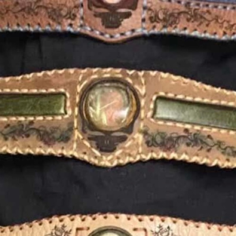 Handmade leather Grateful Dead Snap cuff bracelet